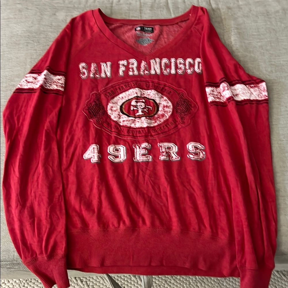 NFL San Francisco 49ers Red V-Neck Sweater